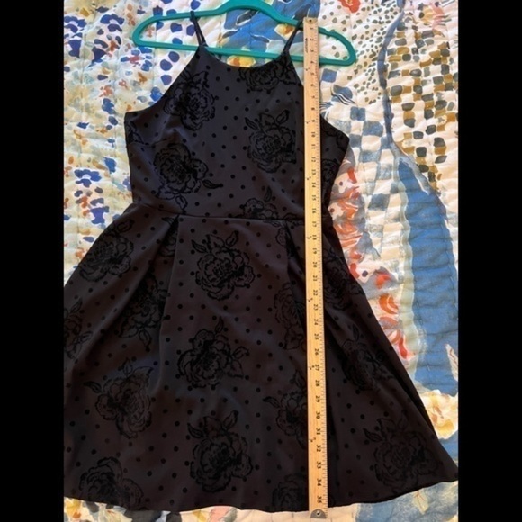 AQUA BLOOMINGDALE’S L Polka Dot Velvet Rose-Embossed Mini Dress - Picture 10 of 11